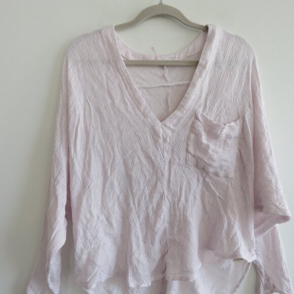 FREE PEOPLE Morning Dolman Tie Sleeve Gauzy Top in White Casual Boho Coastal M - Picture 3 of 14